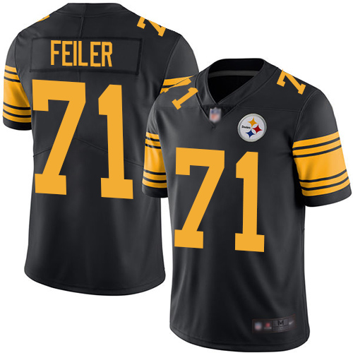 Men Pittsburgh Steelers Football 71 Limited Black Matt Feiler Rush Vapor Untouchable Nike NFL Jersey